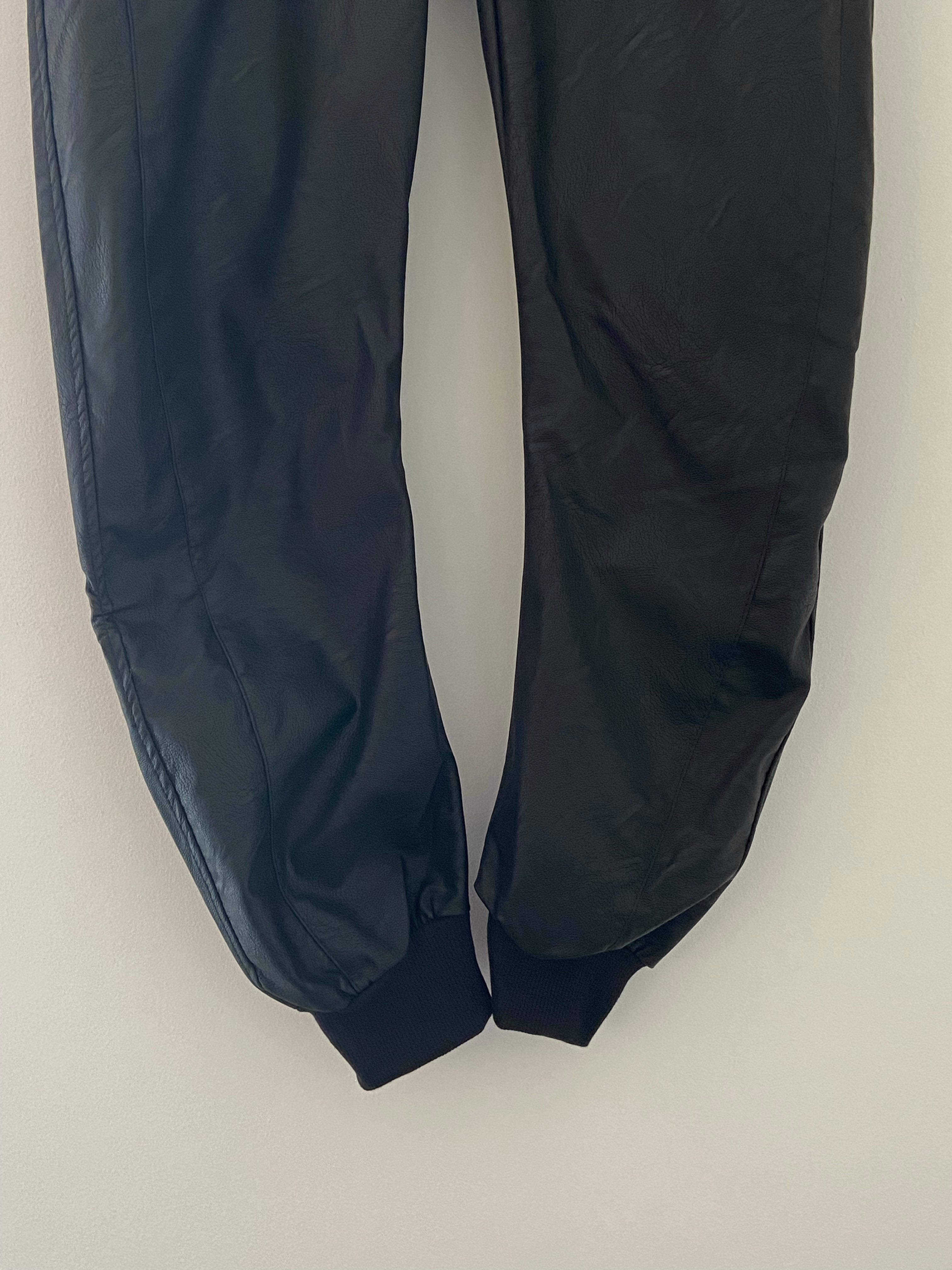 Vegan Leather Joggers in Black