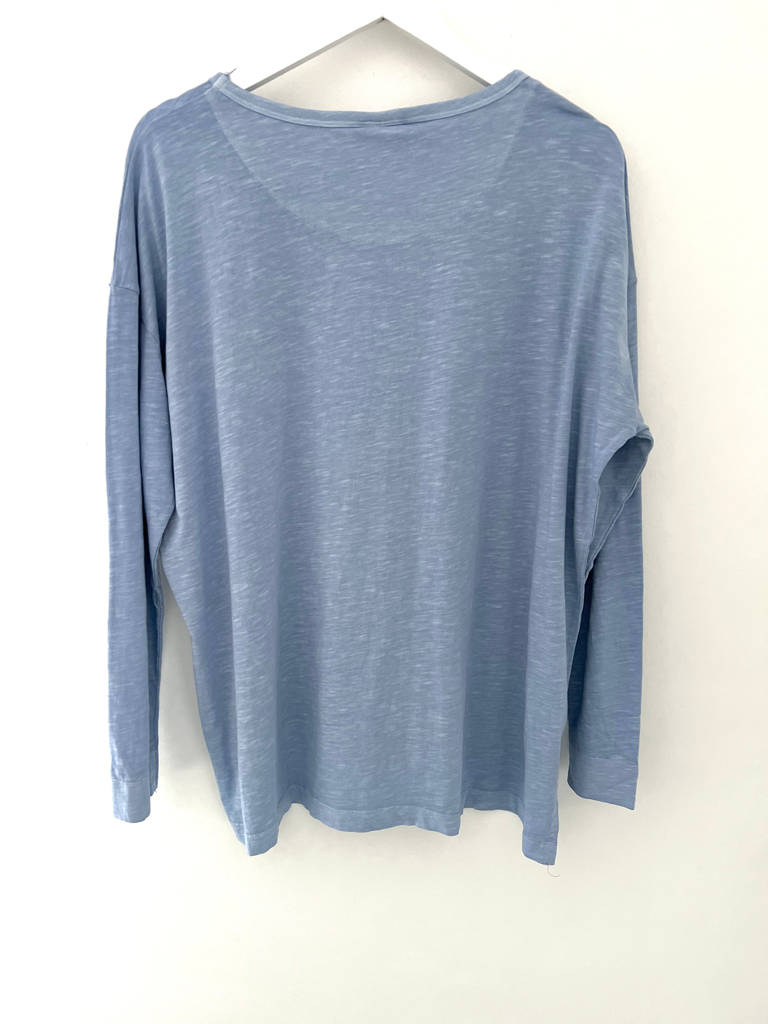 Long Sleeve Cotton Top in Blue