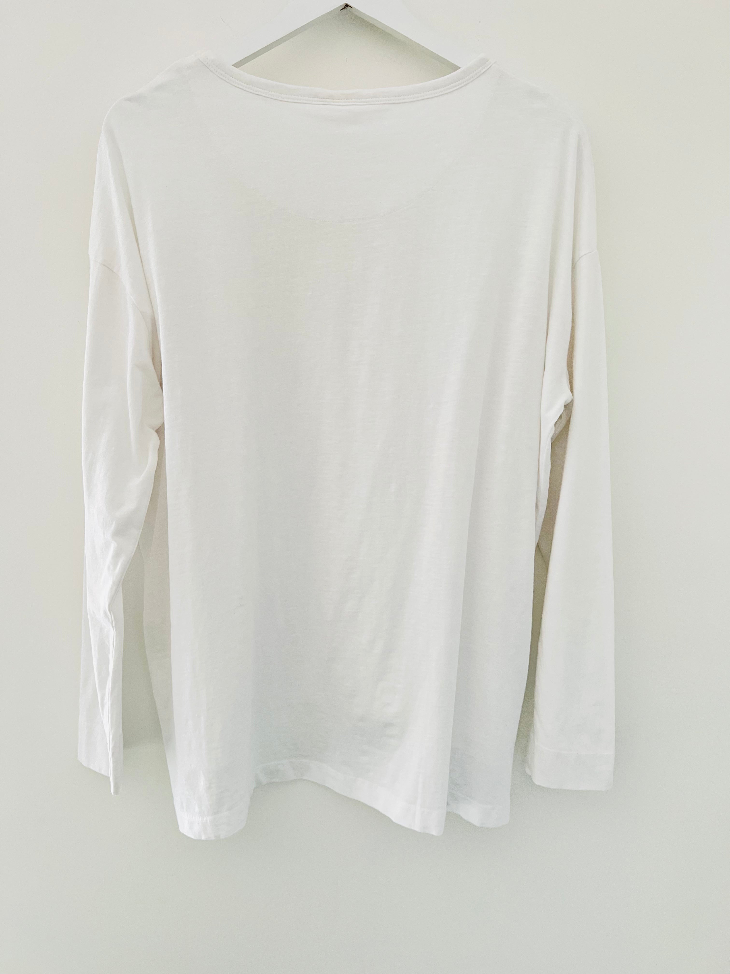 Long Sleeve Cotton Top in White