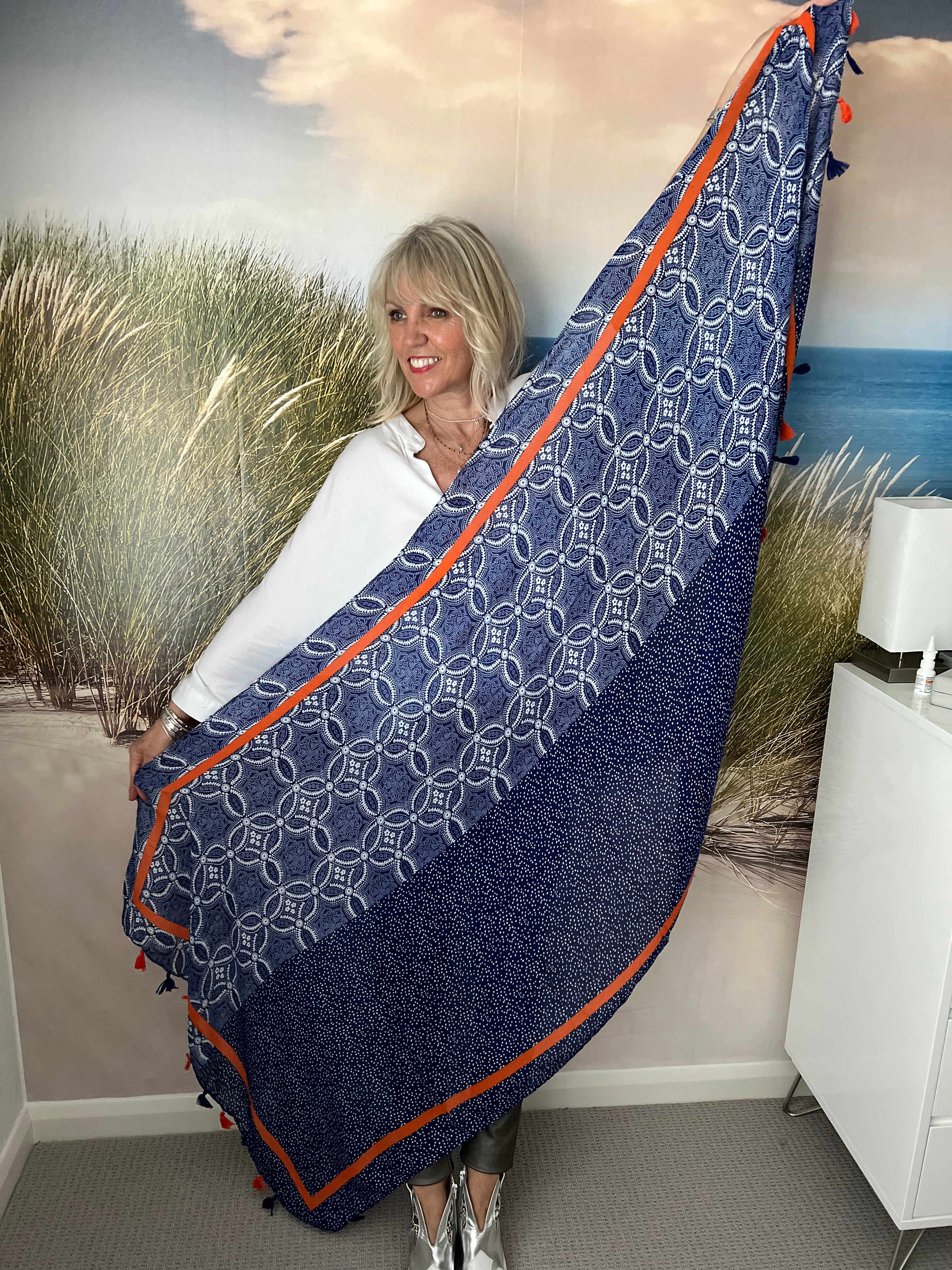 Orange and blue hot sale scarf