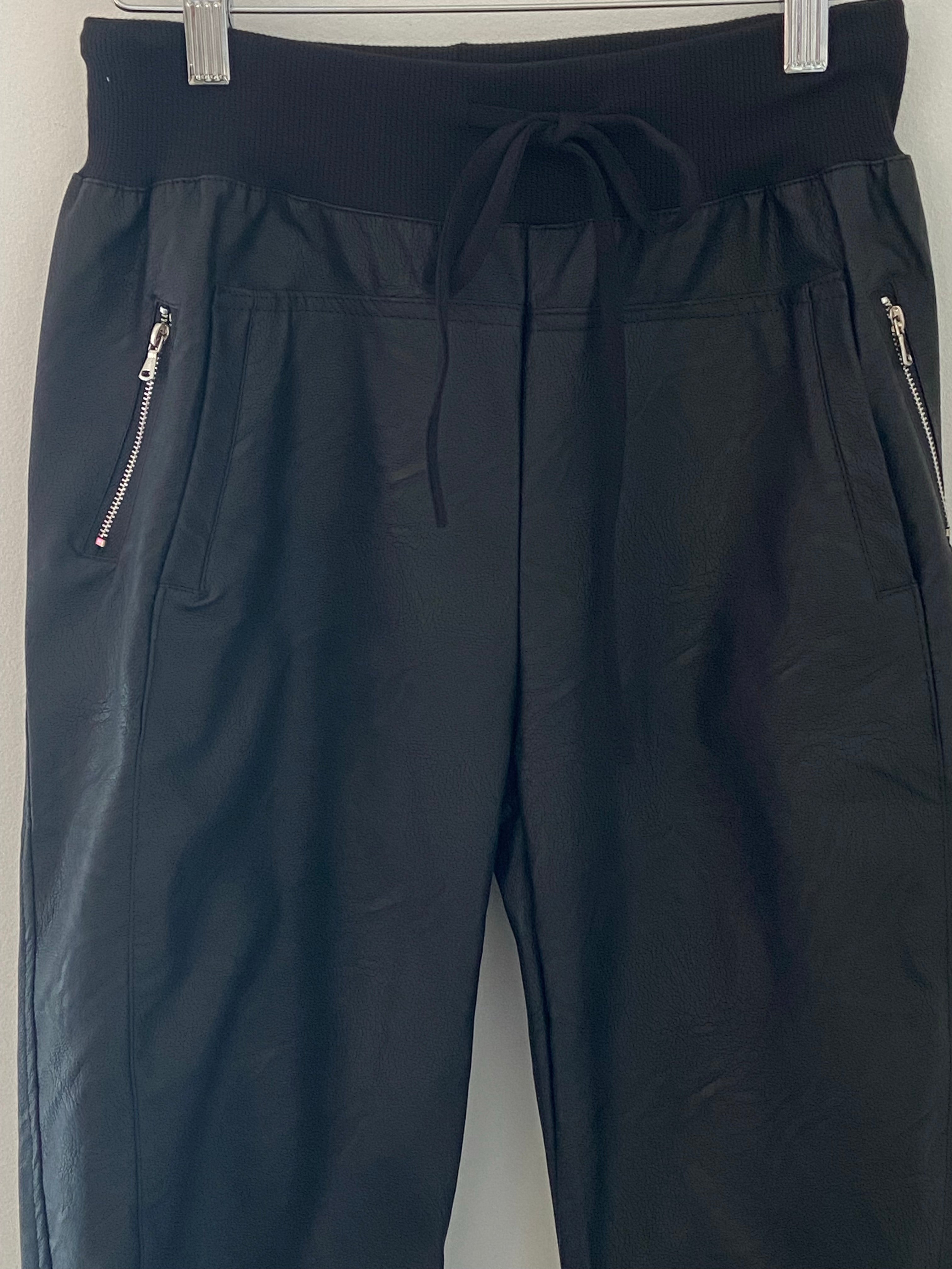 Vegan Leather Joggers in Black