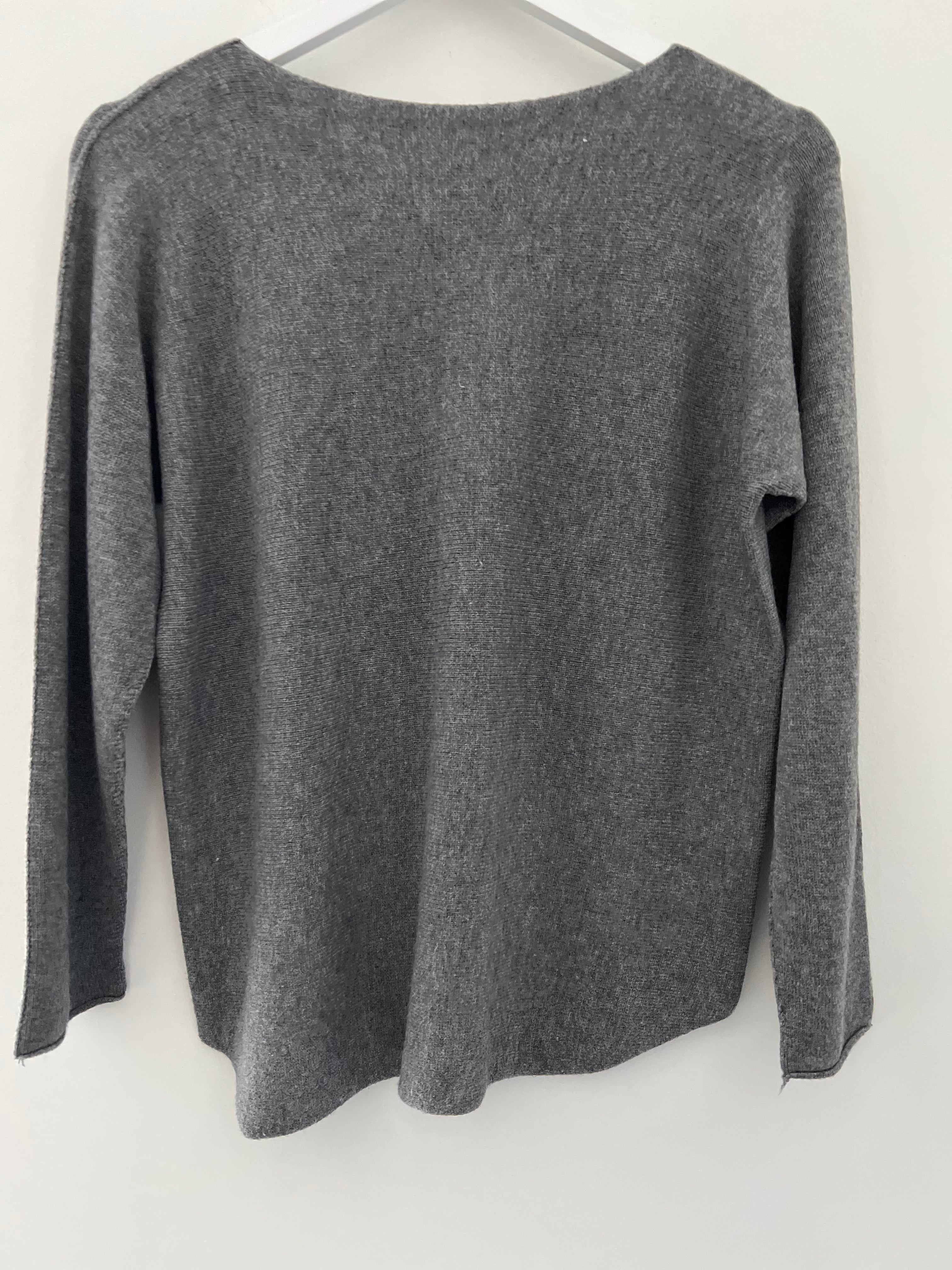 Simple Round Neck Jumper in Grey