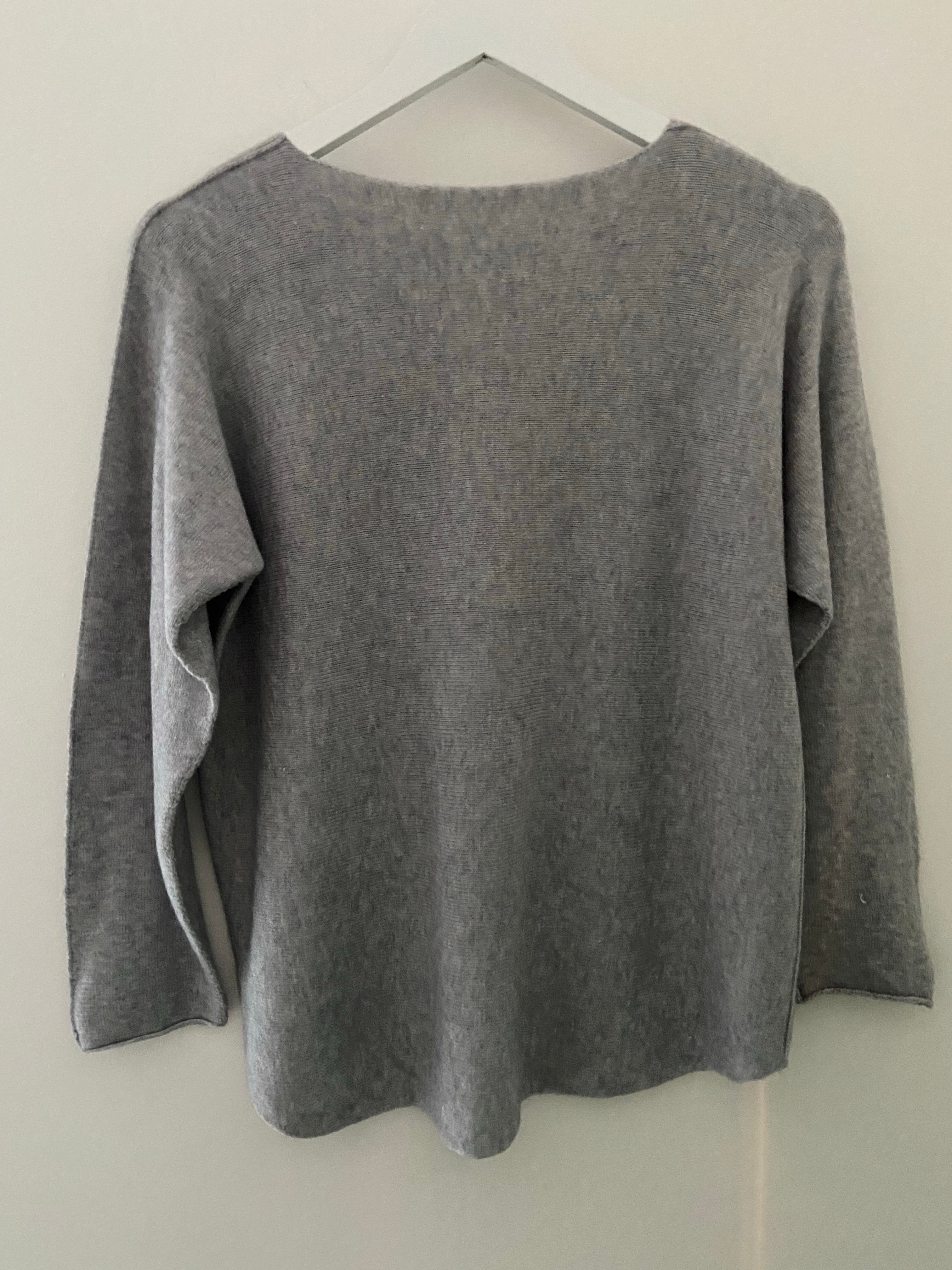 Simple Round Neck Jumper in Silvery Grey