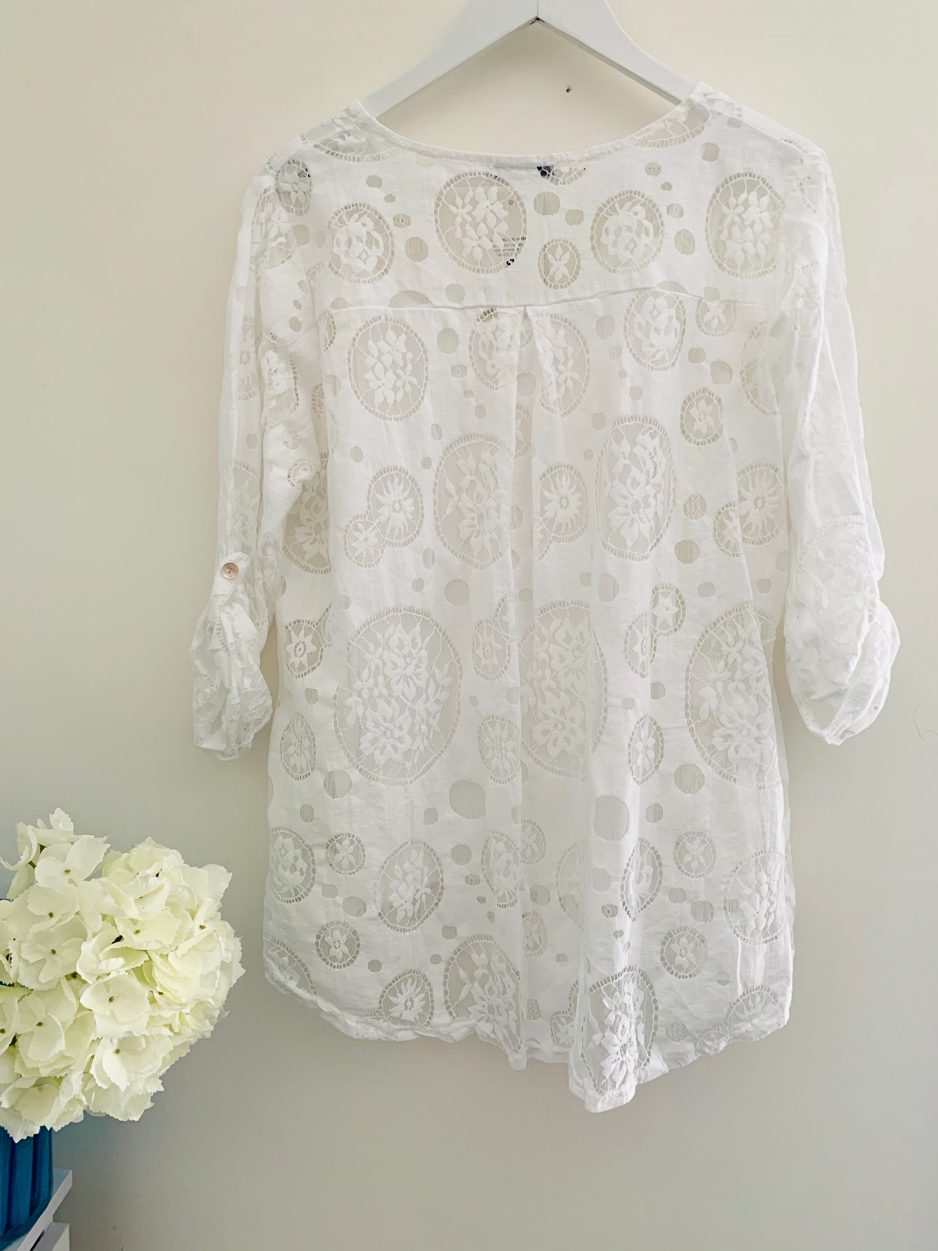 Lace Blouse & Camisole in White