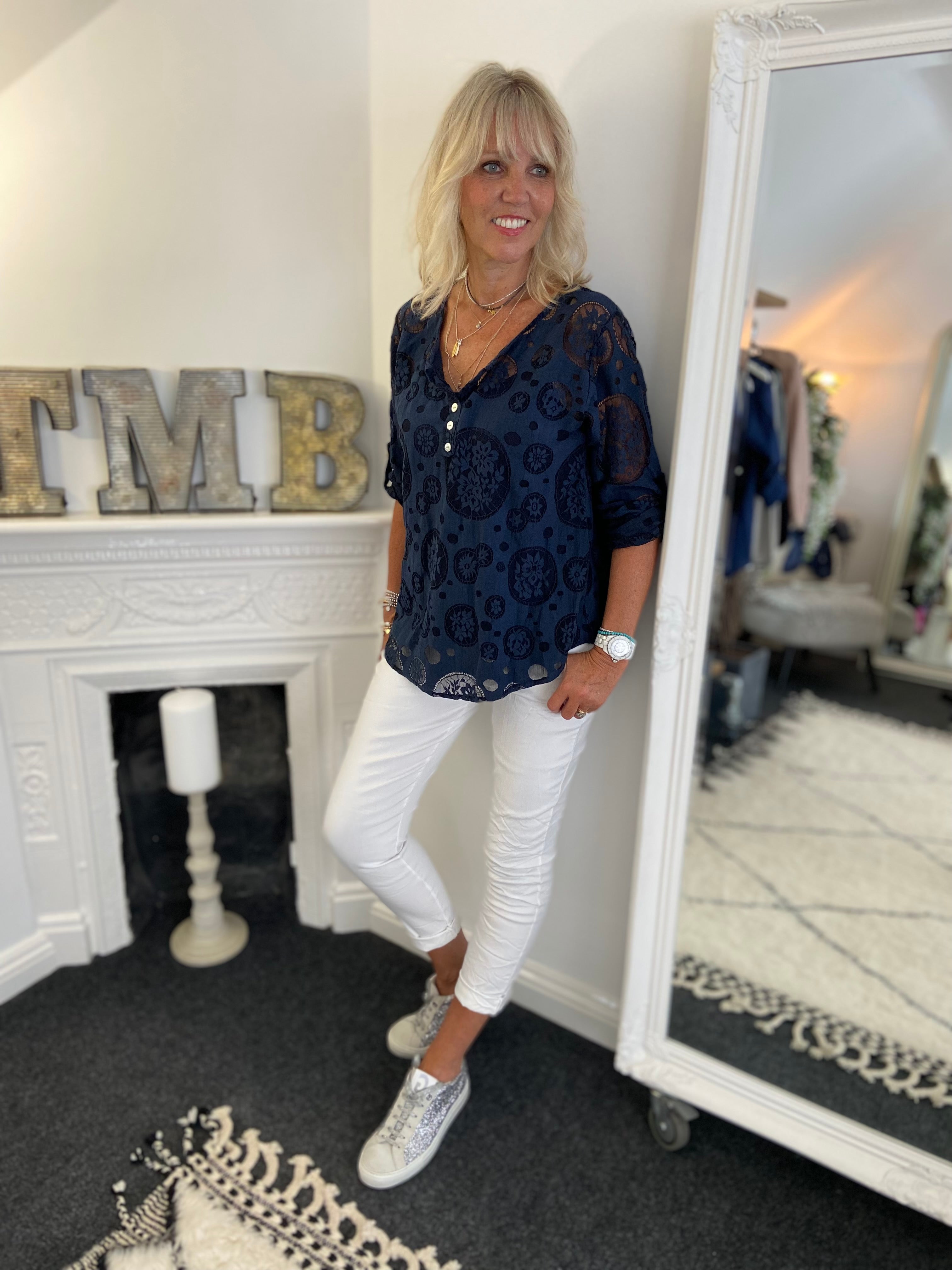 Lace Blouse & Camisole in Ink