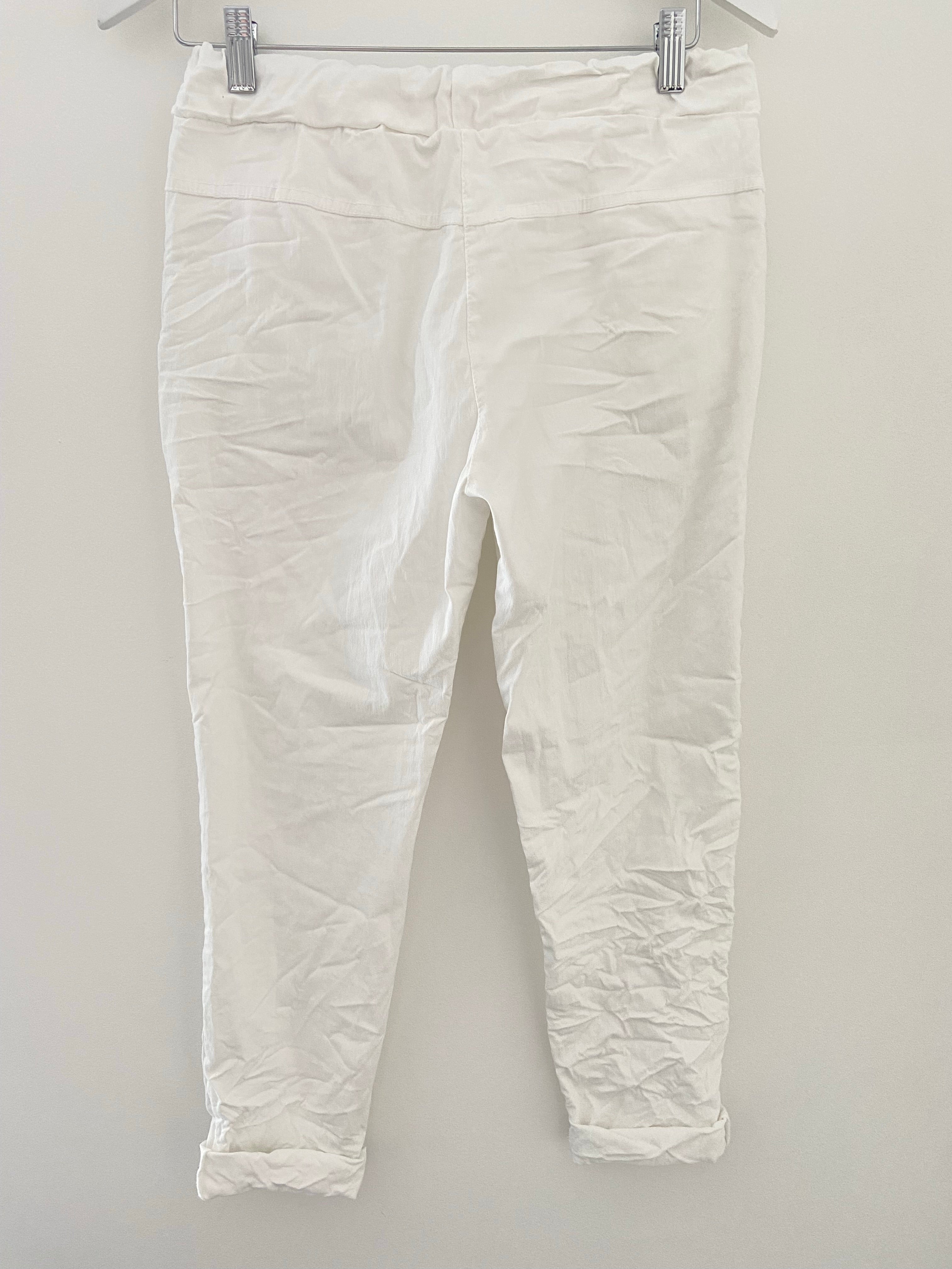 Slimfit Cotton Stretch Joggers in White